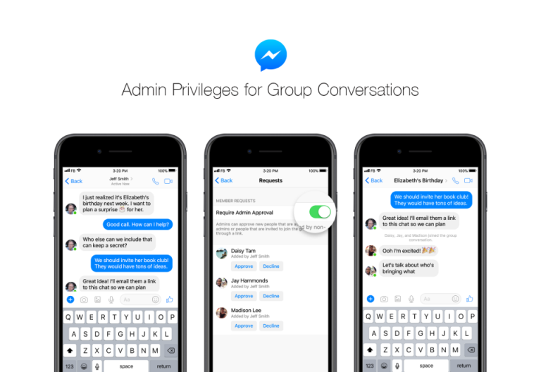 facebook Messenger ได้มีการเพิ่มฟีเจอร์ระบบแอดมินดูแลกลุ่มแล้ว