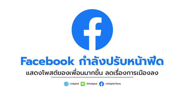 Facebook กำลังปรับหน้าฟีด แสดงโพสต์ของเพื่อนมากขึ้น ลดเรื่องการเมืองลง